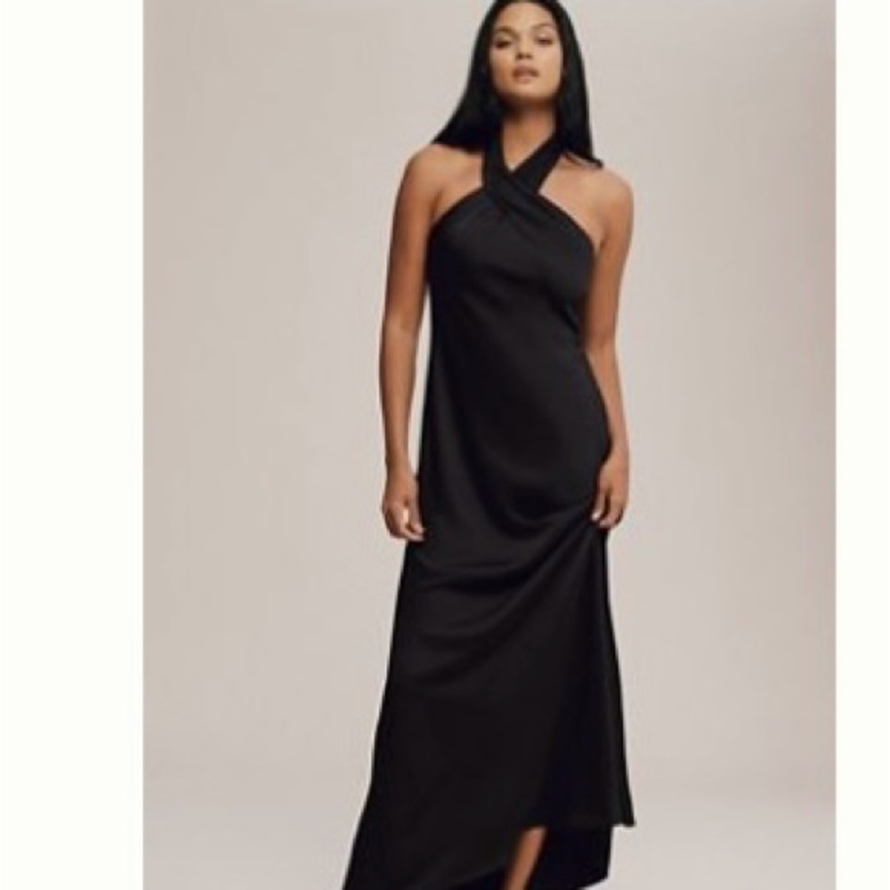 Bhldn Anthropologie Black Halter Maxi Dress
